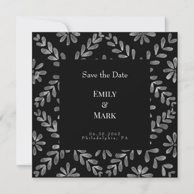 Élégant Faire-part de mariage noir et blanc (Devant)