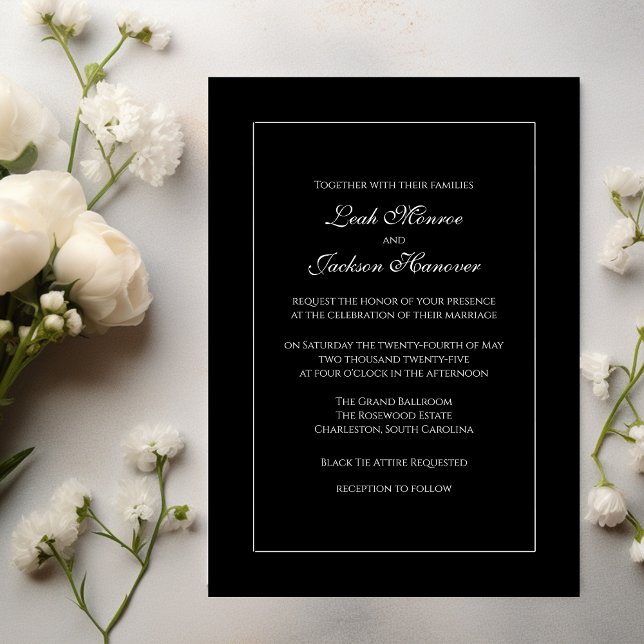 Elégant Faire-part de mariage noir et blanc (Créateur téléchargé)