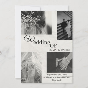 Élégant Faire-part de mariage noir et blanc