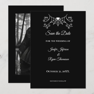 Élégant faire-part de mariage noir et blanc à cons