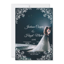 Élégant faire-part de mariage noir & or