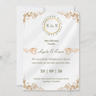 Élégant Faire-Part de Mariage Or Vintage