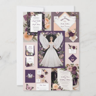 Élégant Faire-part de mariage papillon | Purp flor