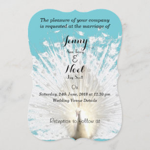 Elégant Faire-part de mariage Peacock Blanc