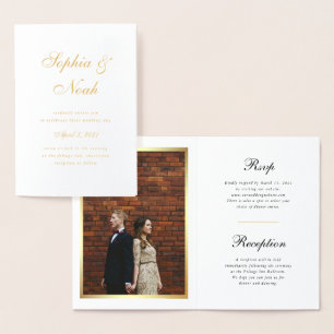 Elégant Faire-part de mariage photo avec Gold Foil