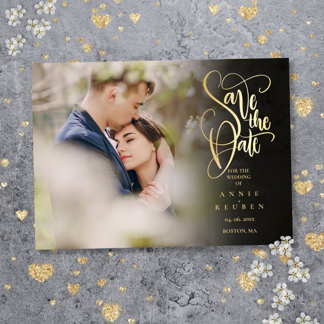 Élégant Faire-Part de Mariage Photo en Écriture Do (Elegant Gold Script Photo Wedding Save the Date Acrylic Invitations)