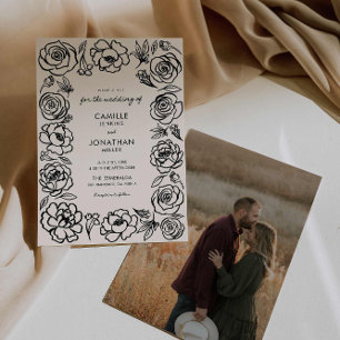 Elégant Faire-part de mariage photo floral tiré à 