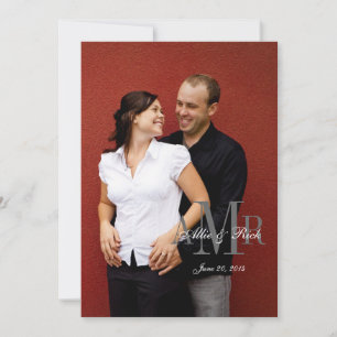 Élégant Faire-part de mariage photo Monogramme Ret