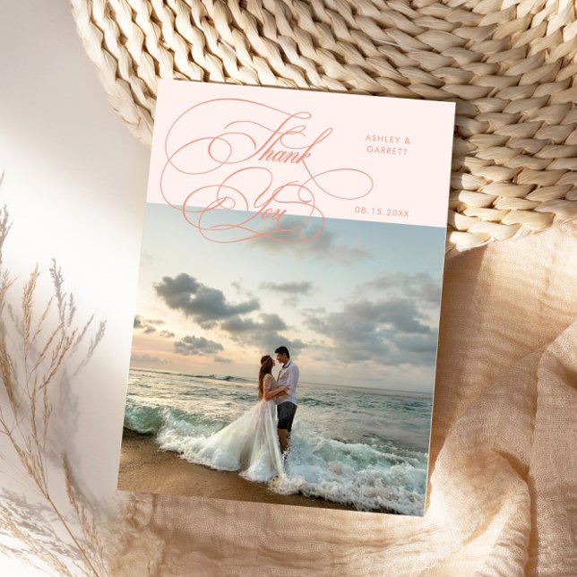 Élégant faire-part de mariage photo pêche (Créateur téléchargé)