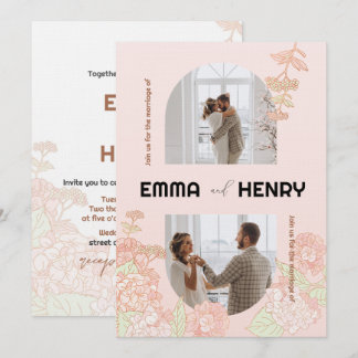 Élégant Faire-part de mariage photo romantique