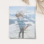 Élégant Faire-part de mariage photo Script<br><div class="desc">Cet élégant Wedding Invitation présente un texte de calligraphie de script de balayage jumelé à un serif élégant et moderne sans police en noir,  avec une photo superposée sur le devant et une deuxième photo sur le dos avec un monogramme personnalisable. Éléments correspondants disponibles.</div>