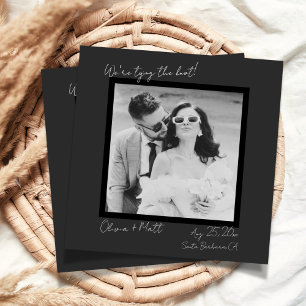 Élégant Faire-part de Mariage Polaroïd Noir