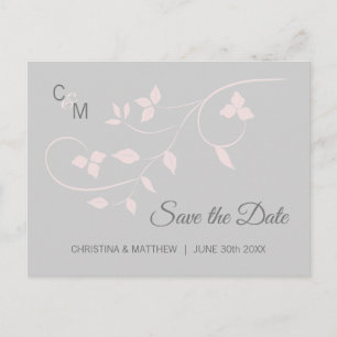 Élégant faire-part de mariage rose et gris SAVE TH