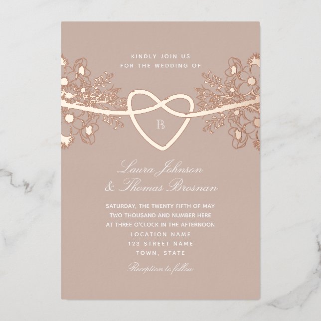 Élégant Faire-part de mariage Rose Gold Foil (Recto)