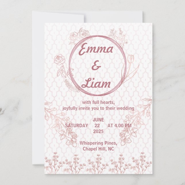Élégant Faire-part de mariage Rose or - Minimalist (Devant)