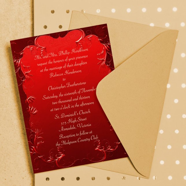 Élégant Faire-part de mariage rouge (Créateur téléchargé)