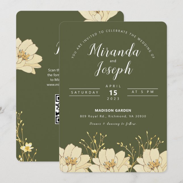 Élégant Faire-part de mariage Royal Green (Devant / Derrière)