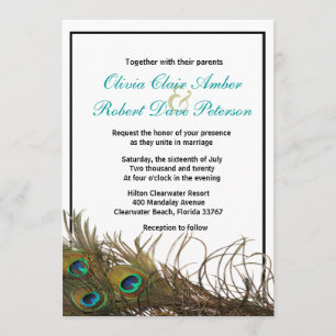 Élégant Faire-part de mariage simple de plumes de