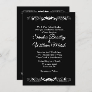 Élégant Faire-part de mariage simple noir et blanc