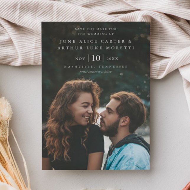 Élégant Faire-Part de Mariage Simple Photo (Minimal Photo Wedding Save the Date Magnetic Invitations.)