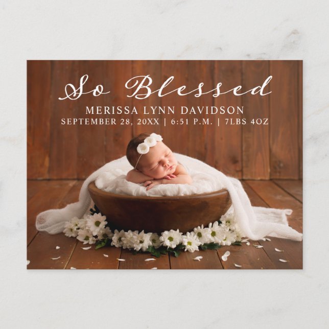 Elégant Faire-part de naissance photo bébé (Devant)