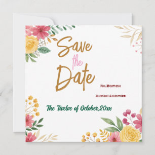 Élégant faire-part floral à double nom