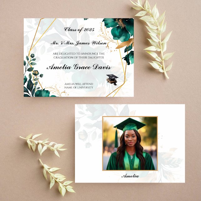 Élégant Faire-part Floral Graduation - 2025 (Créateur téléchargé)