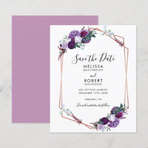 Élégant Faire-part Floral Violet à la Main pour Sa