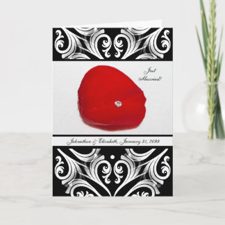 Élégant Faire-part Mariage Rose rouge et noir