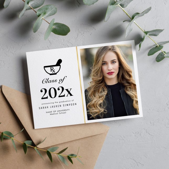 Elégant faire-part photo de diplôme en pharmacie (Créateur téléchargé)