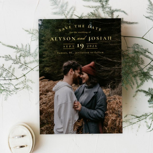 Élégant Faire-Part Photo Or Save the Date en Or (Créateur téléchargé)