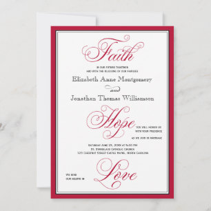 Elegant Faith Hope Love Script Faire-part de maria