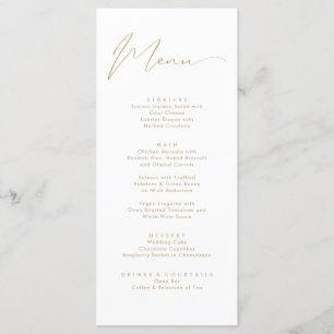 Elégant Faux Gold Calligraphy Script Menu Mariage