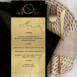 Elégant Faux Gold Foil Monogramme Mariage Menu