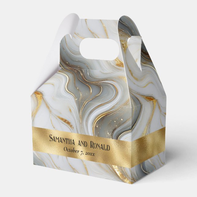 Elégant Faux Gold, Marbre blanc gris Ballotins (Verso)