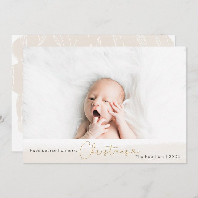 Elégant Faux Parties scintillant Noël Carte photo  (Devant / Derrière)