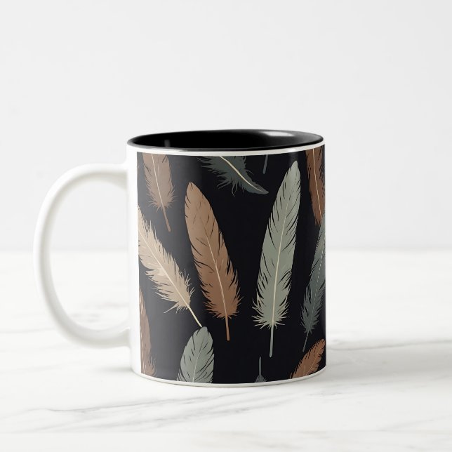 Elegant Feather Pattern Mug – Nature’s Grace (Gauche)