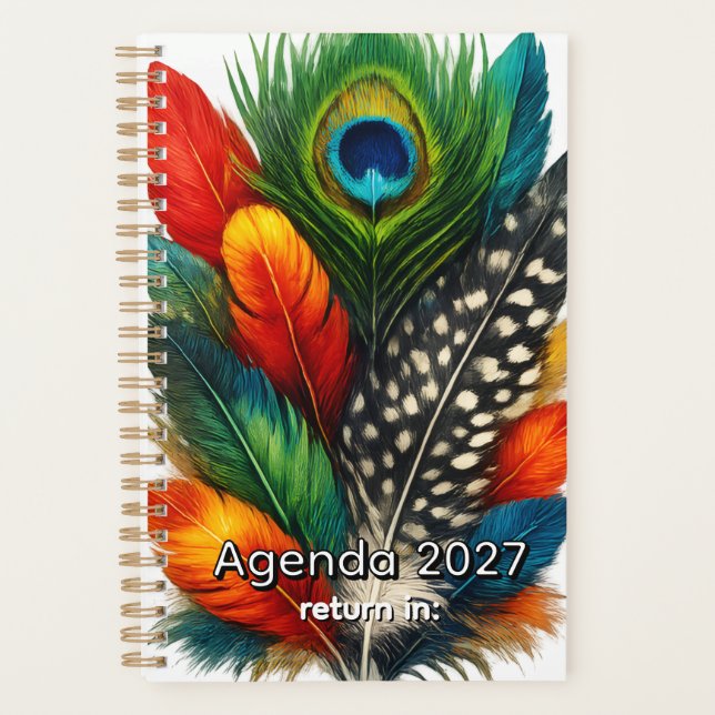 Elegant Feathers Pattern Personalized Planner Jour (Devant)