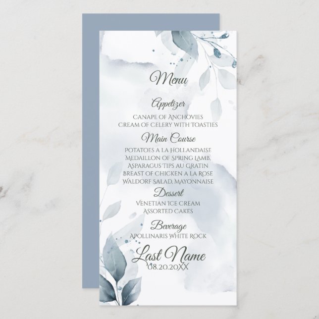 Élégant feuillage bleu Dusty (Devant / Derrière)