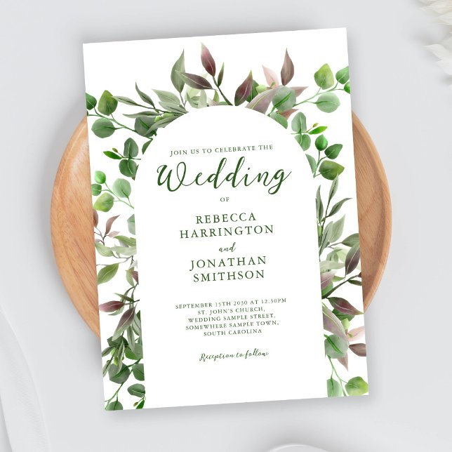 Élégant Feuille de feuillage Faire-part de mariage (Créateur téléchargé)