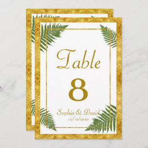 Elégant Feuille Gold Foil Mariage NUMÉRO DE TABLE