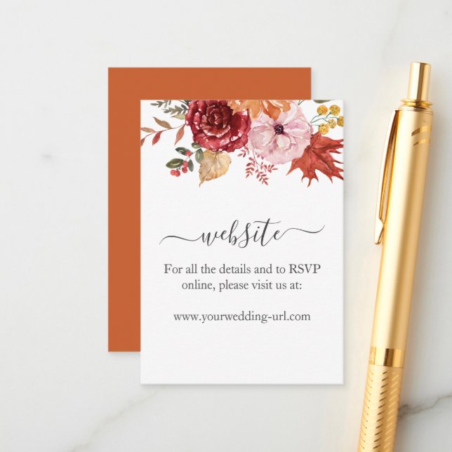 Elegant Feuilles Automne Mariage Détails Carte