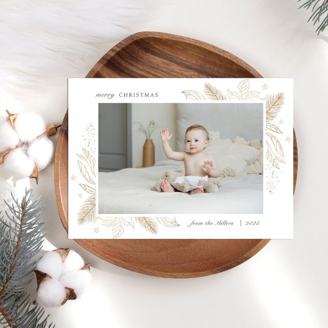 Elegant Feuilles d'or 2 photo Carte de famille de  (Créateur téléchargé)