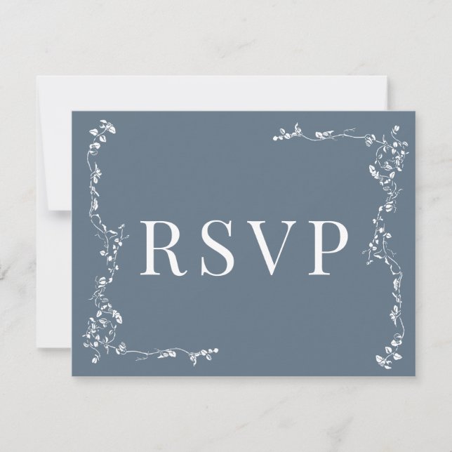 Elégant Feuilles Florales Mariage classique RSVP (Devant)