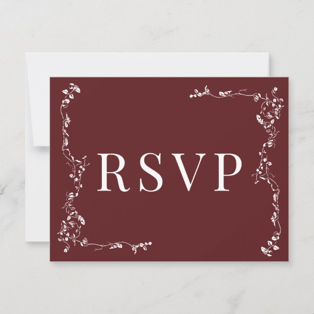 Elégant Feuilles Florales Mariage classique RSVP (Devant)