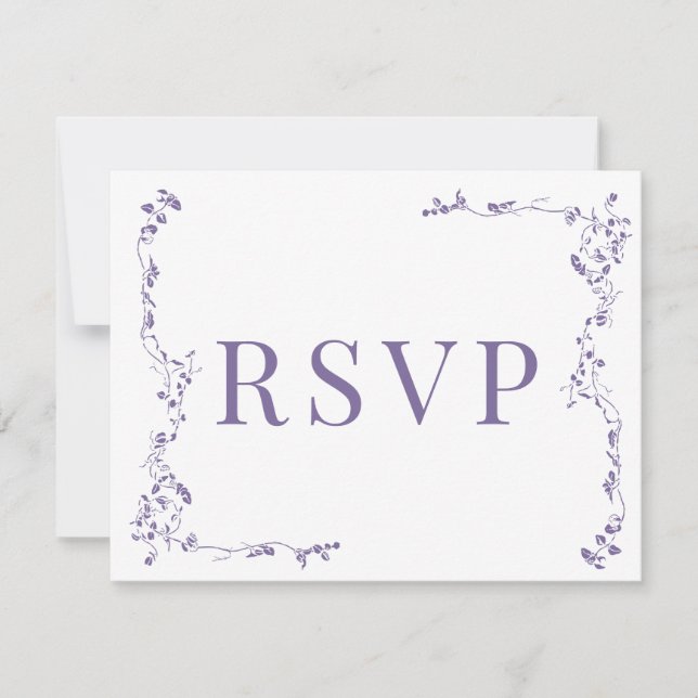 Elégant Feuilles Florales Mariage classique RSVP (Devant)