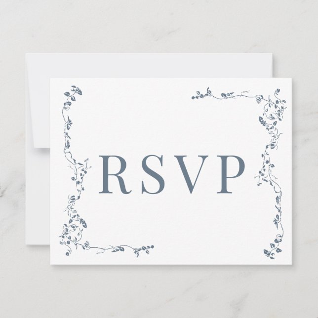 Elégant Feuilles Florales Mariage classique RSVP (Devant)