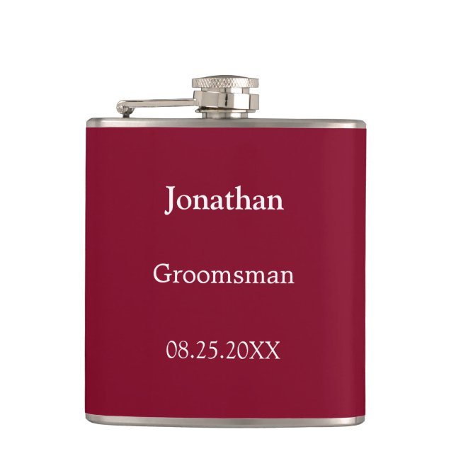 Élégant flacon de Groomsman personnalisé de Bourgo (Devant)