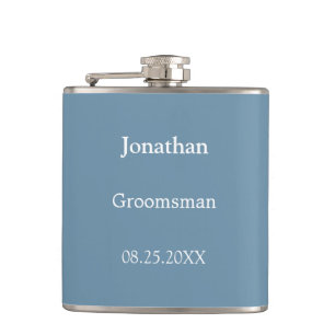 Élégant flacon de Groomsman personnalisé Dusty Blu