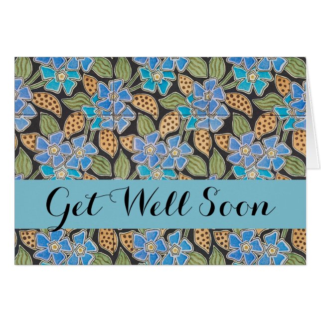 Élégant Fleur Bleu Périwinkle Floral Classic (Devant horizontal)